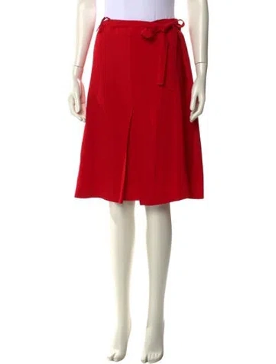 Pre-owned Burberry Pleated Accents Knee-length Skirt In Red