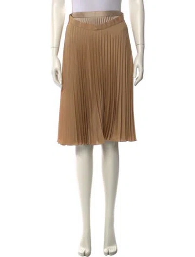 Pre-owned Burberry Pleated Accents Knee-length Skirt W/ Tags In Neutral
