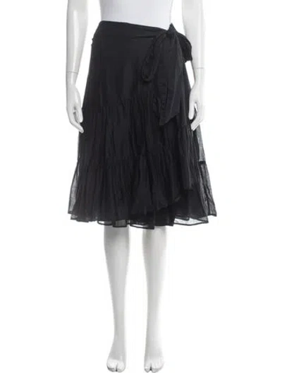 Pre-owned Burberry Pleated Accents Midi Length Skirt In Black