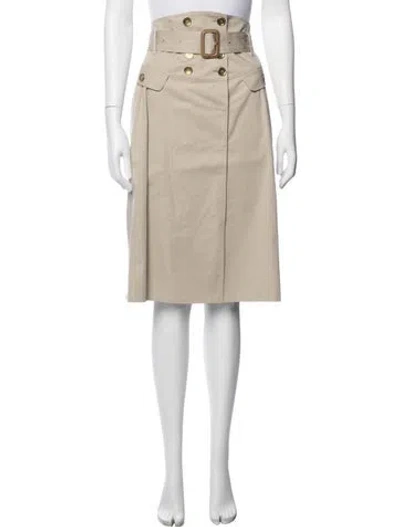 Pre-owned Burberry Pleated Accents Midi Length Skirt In Neutral