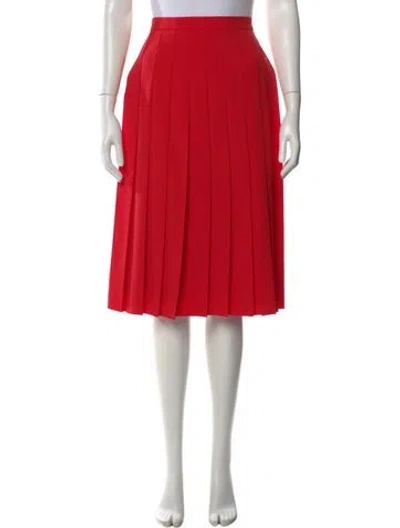 Pre-owned Burberry Pleated Accents Midi Length Skirt In Red