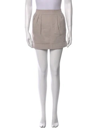 Pre-owned Burberry Pleated Accents Mini Skirt In Neutral
