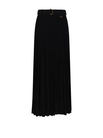 BURBERRY BURBERRY PLEATED BLACK MAXI SKIRT