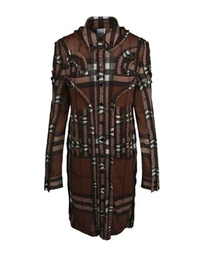 Burberry Pleated Button-down Shirt Dress Woman Midi Dress Brown Size 8 Viscose, Elastane