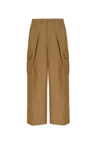 Burberry Pleated Cargo Trousers In Beige