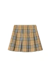 Burberry Pleated Check Cotton Twill Skirt In Brown