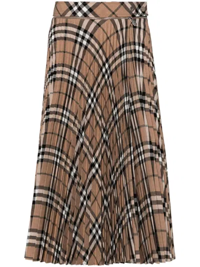 Burberry Embroidered Polyester Blend Skirt In Brown