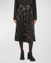 BURBERRY PLEATED CHECK MIDI SKIRT WITH SLIT