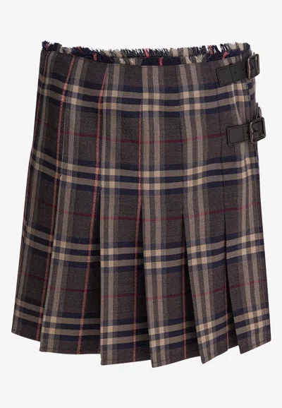 BURBERRY PLEATED CHECK MINI SKIRT