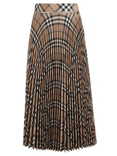 Burberry Tartan Patterned Accordion Midi Skirt In Multi