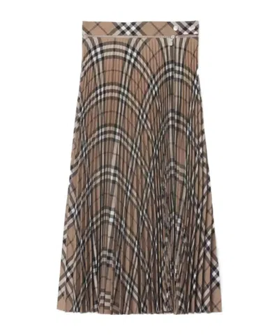 BURBERRY BURBERRY CHECKED PLEATED MIDI SKIRT