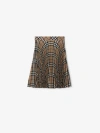 Burberry Pleated Check Wool Blend Skirt In Linden