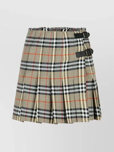 BURBERRY PLEATED CHECK WOOL MINI KILT