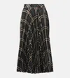 Burberry Long Multicolor Pleated Skirt With Check Motif In Wool Blend Woman In Green