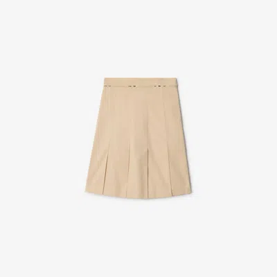Burberry Pleated Cotton Blend Skirt In Neutral