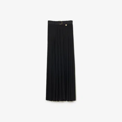 Burberry Pleated Crepe Jersey Maxi Skirt In Black