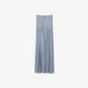 Burberry Pleated Crepe Jersey Maxi Skirt In Blue