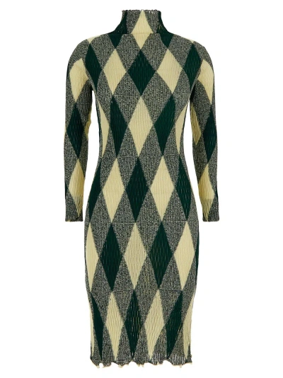 Burberry Pleated Dress In Green
