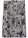 Burberry Flower Print Midi Silk Skirt In Black