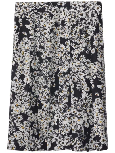 BURBERRY PLEATED FLORAL-PRINT SKIRT
