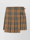 Burberry Pleated High Waist Check Pattern Kilt Skirt With Buckle