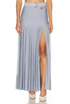 Burberry Belted Pleated Maxi Skirt In Blue