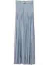 Burberry Pleated Crepe Jersey Maxi Skirt In Blue