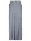 Burberry Pleated Maxi Skirt With Belted Waist In Blue