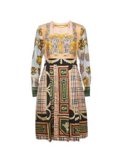 Pre-owned Burberry Pleated Midi Dress In Neutral