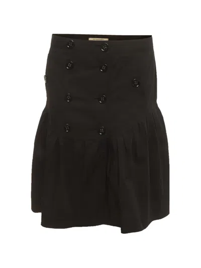 Pre-owned Burberry Pleated Midi Skirt In Black