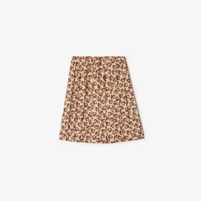 Burberry Pleated Paisley Silk Skirt In Neutrals