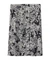 Burberry Flower Print Midi Silk Skirt In Gray