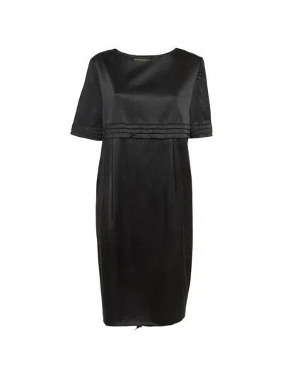 Pre-owned Burberry Pleated Satin Dress In Black