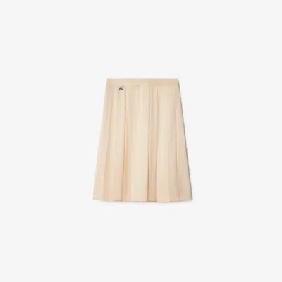 Burberry Pleated Silk Skirt In White