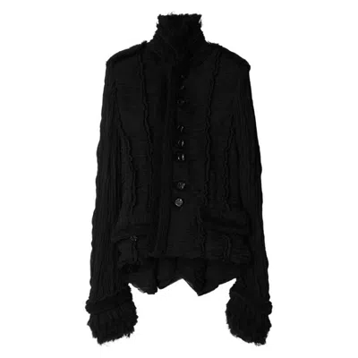 Burberry Pleated Silk Tailored Jacket In Black