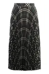 Burberry Long Multicolor Pleated Skirt With Check Motif In Wool Blend Woman