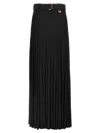 Burberry Bar Pleated Maxi Skirt With Belt In Black