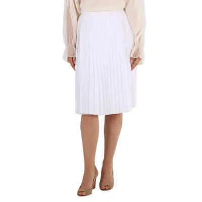 Pre-owned Burberry Pleated Skirt With Silk Lining In Optic White