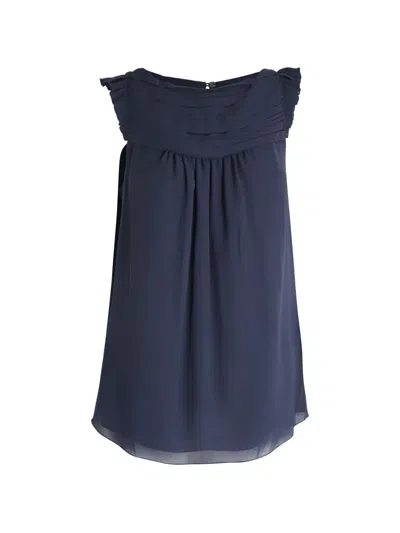 Pre-owned Burberry Pleated Sleeveless Blouse In Blue
