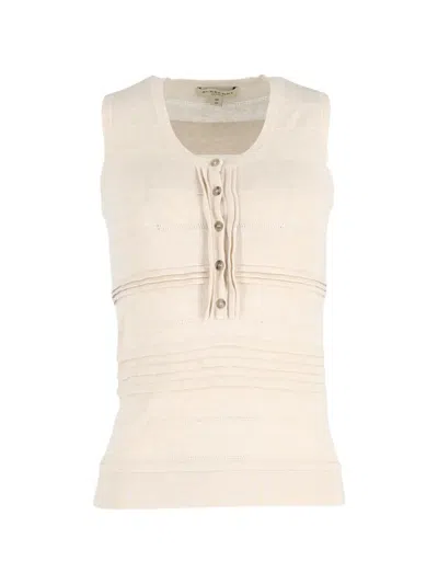 Pre-owned Burberry Pleated Sleeveless Top In Neutral