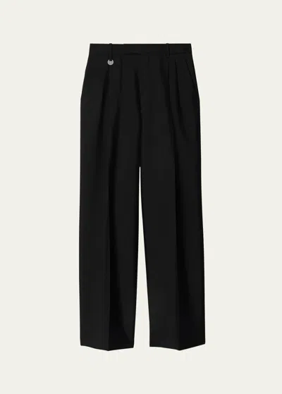 Burberry Wool-silk Tailored Trousers In Black