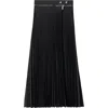 Burberry Pleated Mid-length Skirt With Fitted Waistband In Brisk