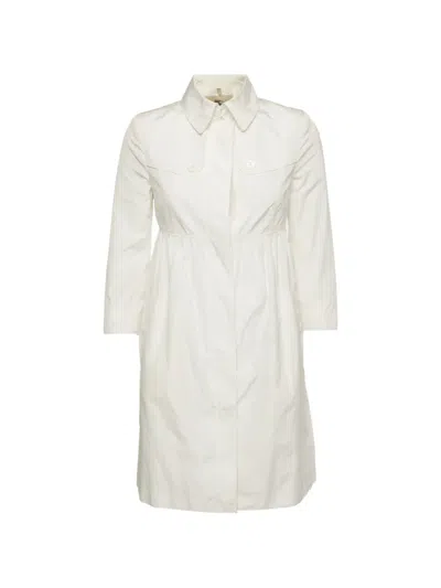 Pre-owned Burberry Pleated Trench Coat In White