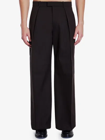 Burberry Pleated Trouser Crafted With Brown Wool Fabric