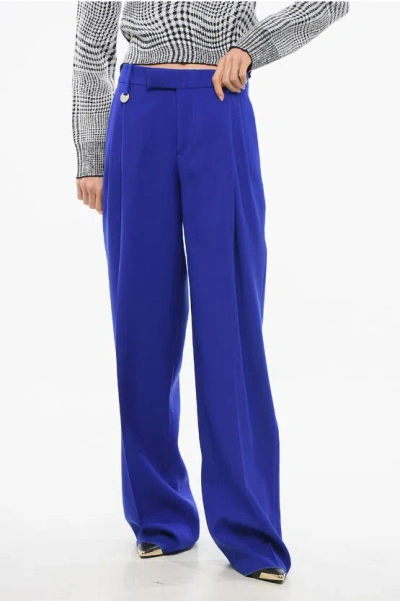 Burberry Virgin Wool Wide-leg Pants In Blue