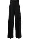 Burberry Pleated Wide-leg Wool Trousers In Black