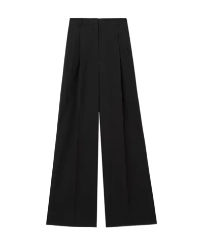 Burberry Pleated Wide-leg Wool Trousers In Black