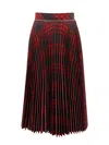 Burberry Pleated Check Midi Skirt In Red