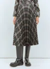 Burberry Long Multicolor Pleated Skirt With Check Motif In Wool Blend Woman In Green