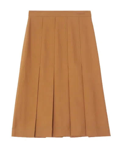 Burberry Pleated Wool Midi Skirt